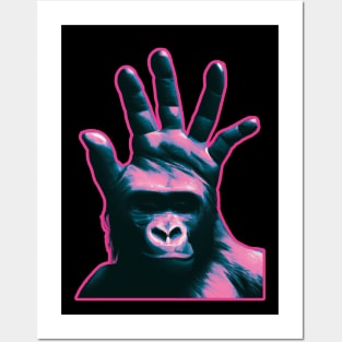 Vaporwave Hand Head Ape Posters and Art